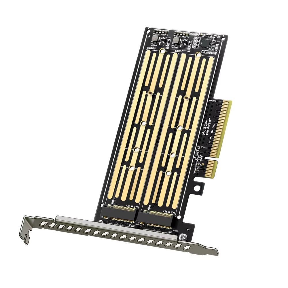 M.2 Nvme&Nvme to PCIE Riser X8/X16 Adapter Card Hard Drive Dual-Disk Interface Gen3 32Gbps Expansion for 2230/2242/2260/2280 SSD