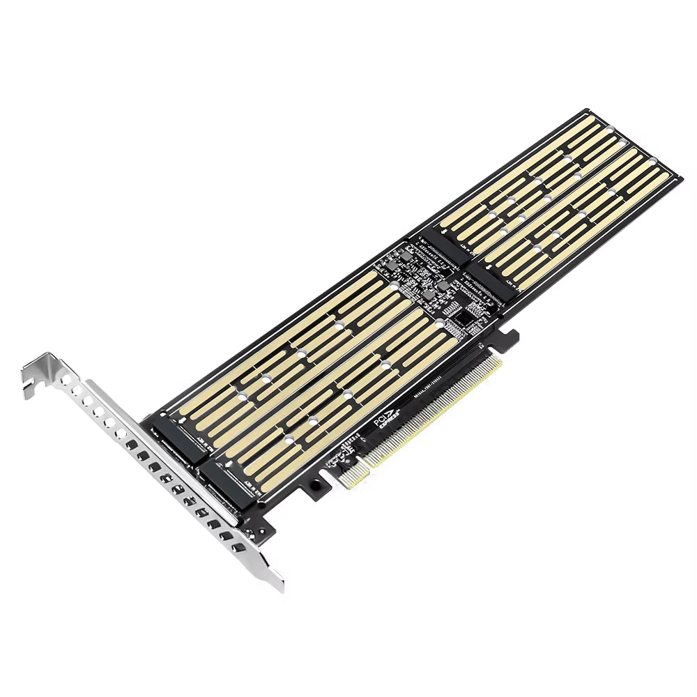 M.2 Nvme&Nvme to PCIE Riser X8/X16 Adapter Card Hard Drive Dual-Disk Interface Gen3 32Gbps Expansion for 2230/2242/2260/2280 SSD