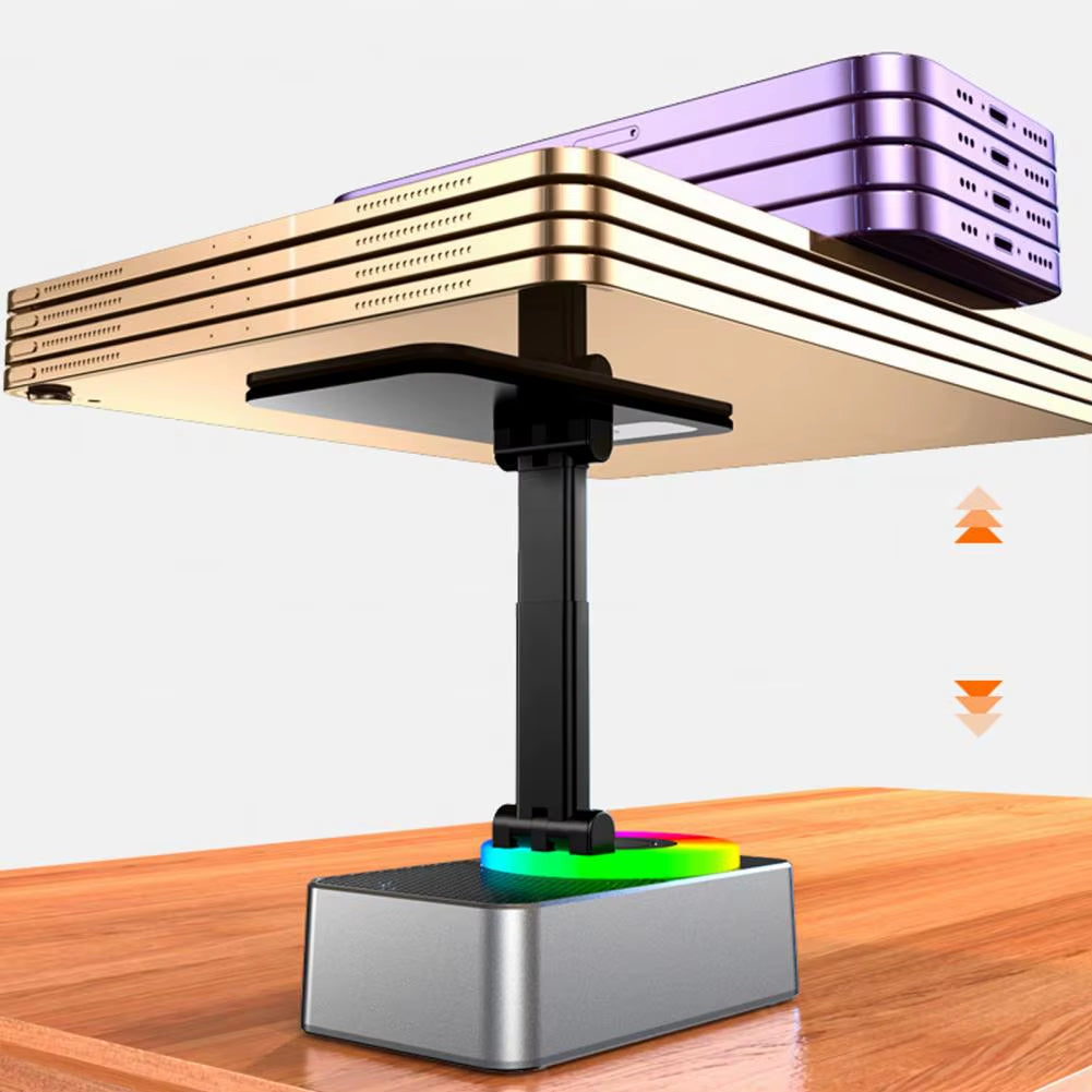 Bluetooth-Compatible Audio Power Phone Holder Rotating Phone Stand with Wireless Speaker Foldable Adjustable Cell Phone Stand